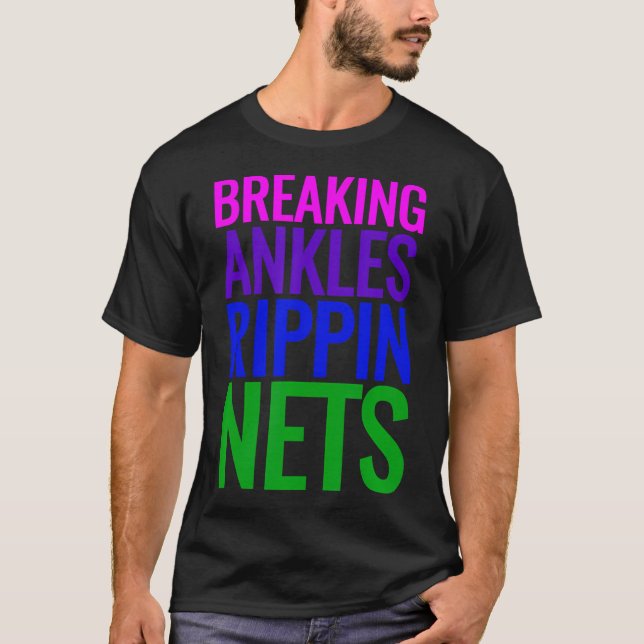 Basketball Shirt Breaking Ankles Rippin Nets Tee S (Framsida)