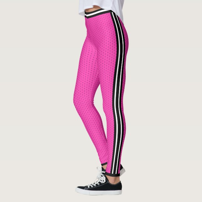 Basketball Shock rosa White Stripe Varsity Sports Leggings (Vänster)