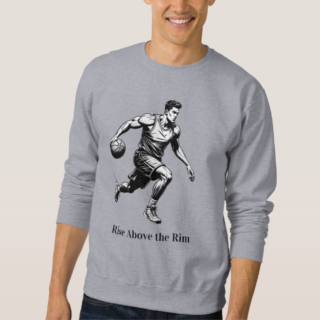 Basketball Silhouette - Stiga upp ovanför fälgen Lång Ärmad Tröja (Framsida)