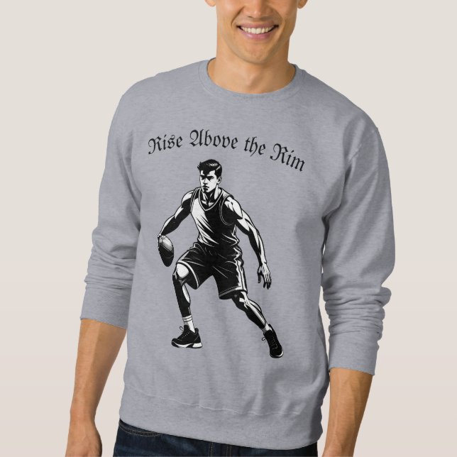 Basketball Silhouette - Stiga upp ovanför fälgen Lång Ärmad Tröja (Framsida)