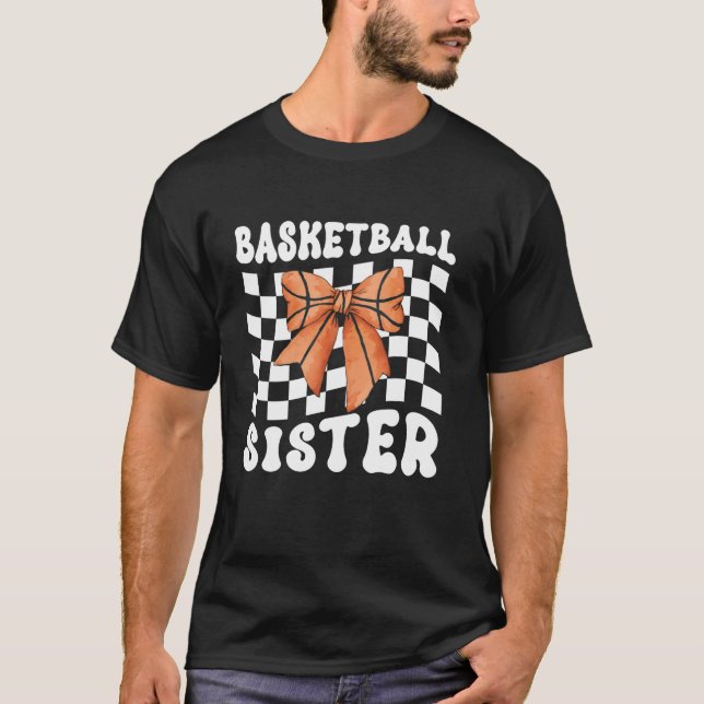 Basketball Sister Coquette Bow Funny Game Day Fami T Shirt (Framsida)