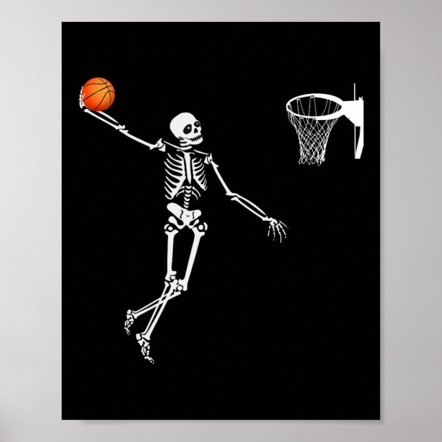 Basketball Skeleton Halloween Art-Dunking Skeleto Poster (Framsidan)