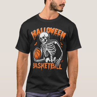 Basketball Skeleton Halloween Bus eller godis T Shirt