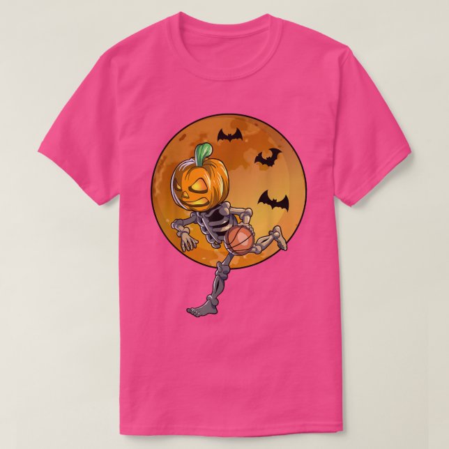 Basketball Skeleton Halloween Manar Boys Basketbal T Shirt (Design framsida)