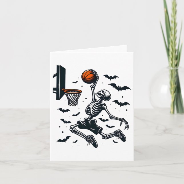 Basketball Skeleton Halloween Skeleton Basketball Kort (Framsida)