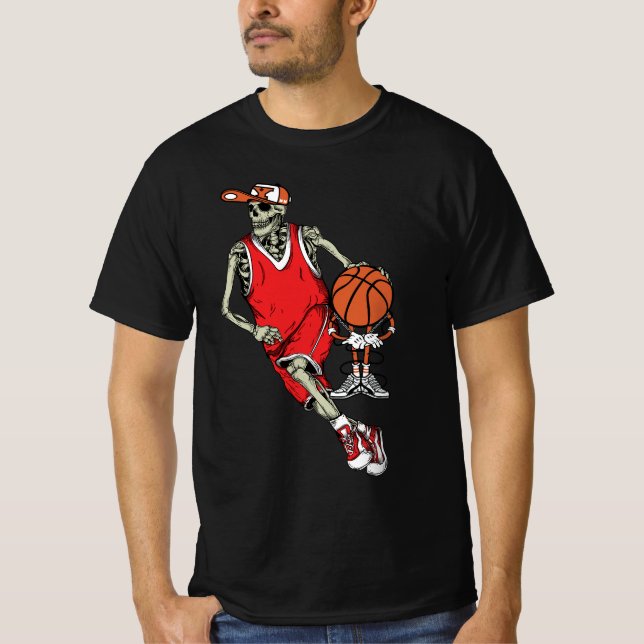 Basketball Skeleton Player Fläkt Coach Bball Hallo T Shirt (Framsida)