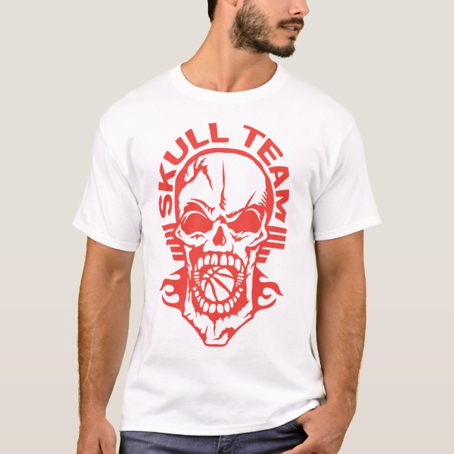 basketball skull team tete de mort equipe logo t shirt (Framsida)