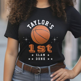 Basketball Slam dunk 1:a födelsedag Party förälder T Shirt