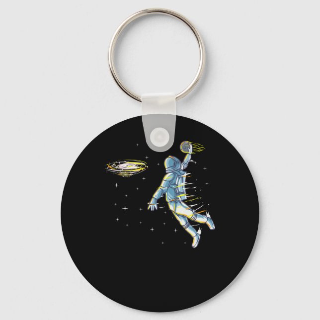 Basketball Slam dunk Astronaut Space Nyckelring (Framsida)