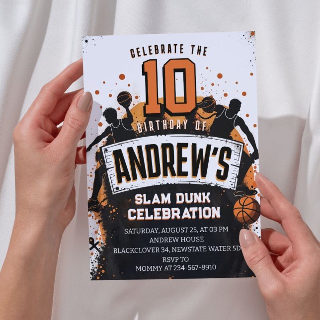 Basketball Slam dunk Födelsedagsfest inbjudan (Basketball Slam Dunk Birthday Party Invitation )