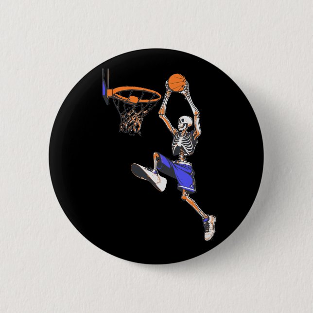 Basketball Slam dunk Skeleton Halloween Knapp (Framsida)