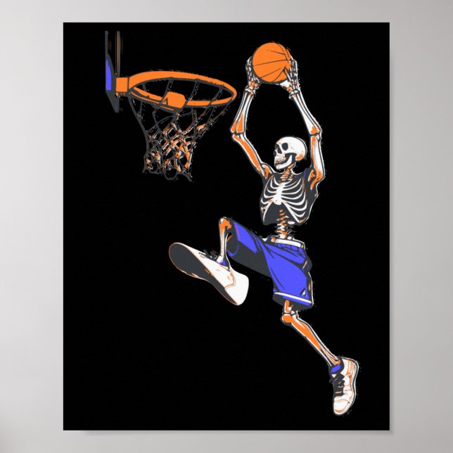 Basketball Slam dunk Skeleton Halloween Poster (Framsidan)