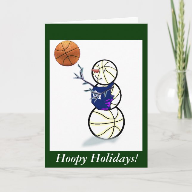 Basketball Snögubbe jul Helgkort (Framsida)