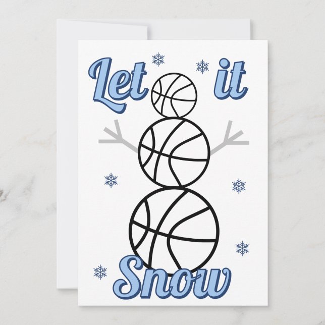 Basketball Snömannen Låt Det Snöa Platt Julkort (Framsida)