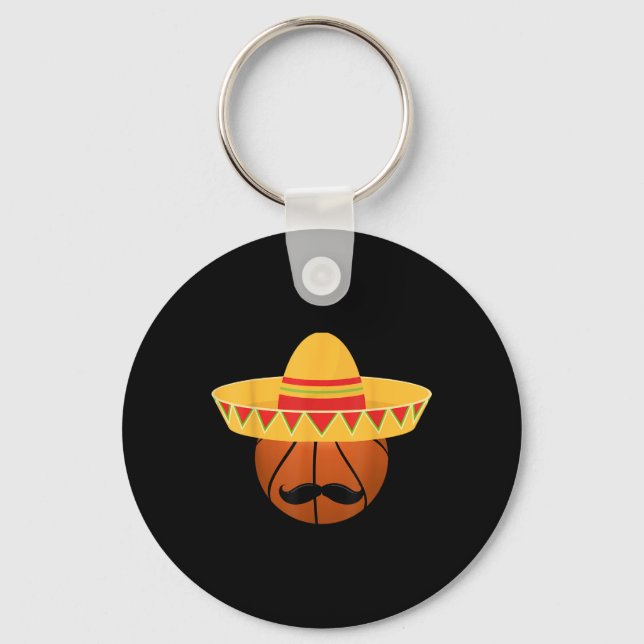 Basketball Sombrero för Cinco de Mayo Fiesta Celeb Nyckelring (Framsida)