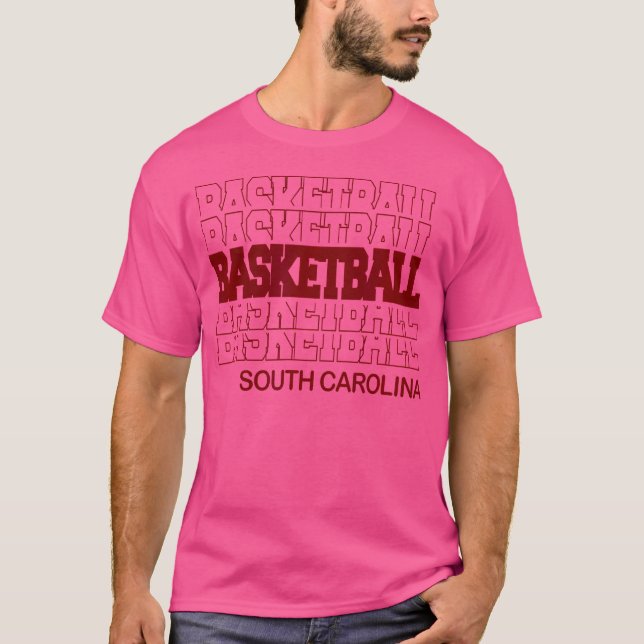 Basketball South Carolina i Modern Staplad Brev T Shirt (Framsida)