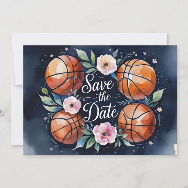Basketball Spara datumet med basket på plan Inbjudningar (Framsida)
