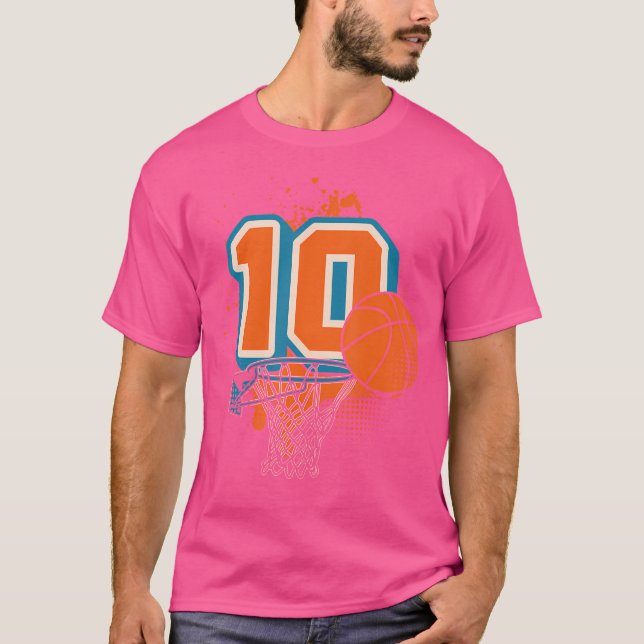 Basketball-spelare 10 på födelsedagen t shirt (Framsida)