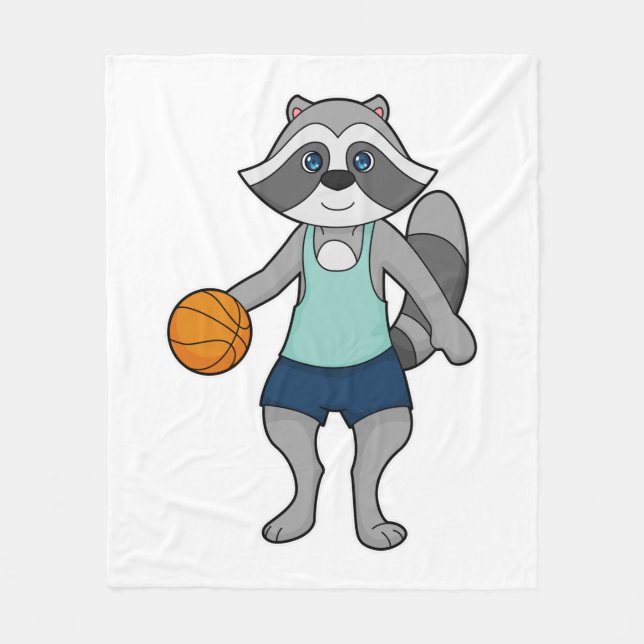 Basketball-spelare i Racoon Basketball Fleecefilt (Framsidan)