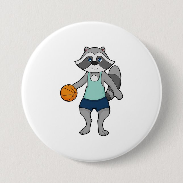 Basketball-spelare i Racoon Basketball Knapp (Framsida)