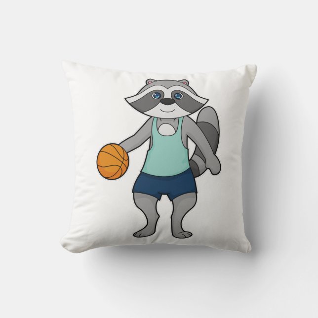 Basketball-spelare i Racoon Basketball Kudde (Framsida)