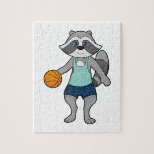 Basketball-spelare i Racoon Basketball Pussel