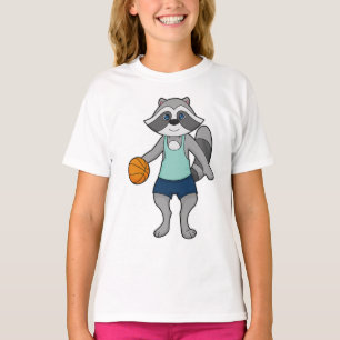 Basketball-spelare i Racoon Basketball T Shirt