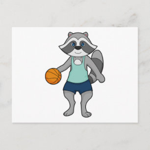 Basketball-spelare i Racoon Basketball Vykort