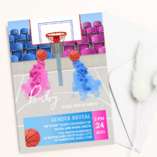 Basketball Sport Baby Gender Reveal Inbjudningar