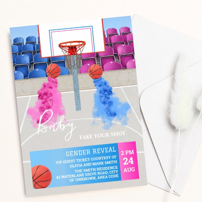 Basketball Sport Baby Gender Reveal Inbjudningar (Skapare uppladdad)