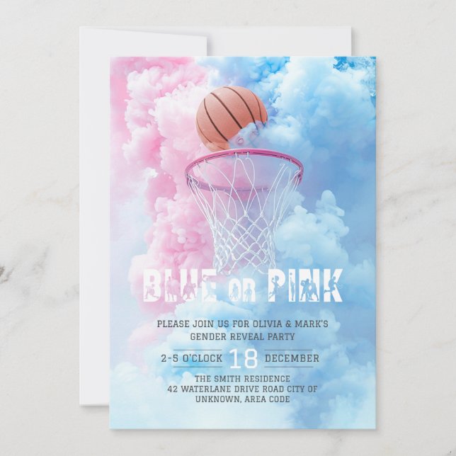 Basketball Sport Baby Gender Reveal Party Inbjudningar (Framsida)