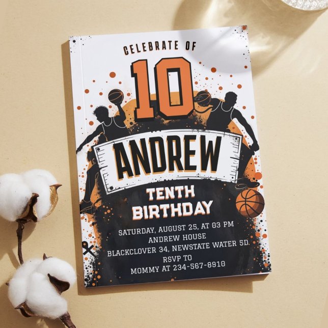 Basketball Sport Födelsedagsfest inbjudan (Basketball Sport Birthday Party Invitation )