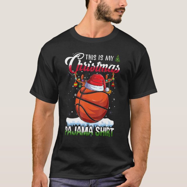 Basketball Sport Julafton Det här är min julpajama T Shirt (Framsida)
