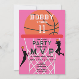 Basketball Sport Jumpman Rosa Woman Girl Birthday Inbjudningar