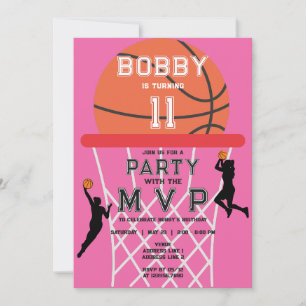 Basketball Sport Jumpman Rosa Woman Girl Birthday Inbjudningar
