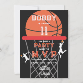 Basketball Sport Jumpman Theme Black MVP Birthday Inbjudningar
