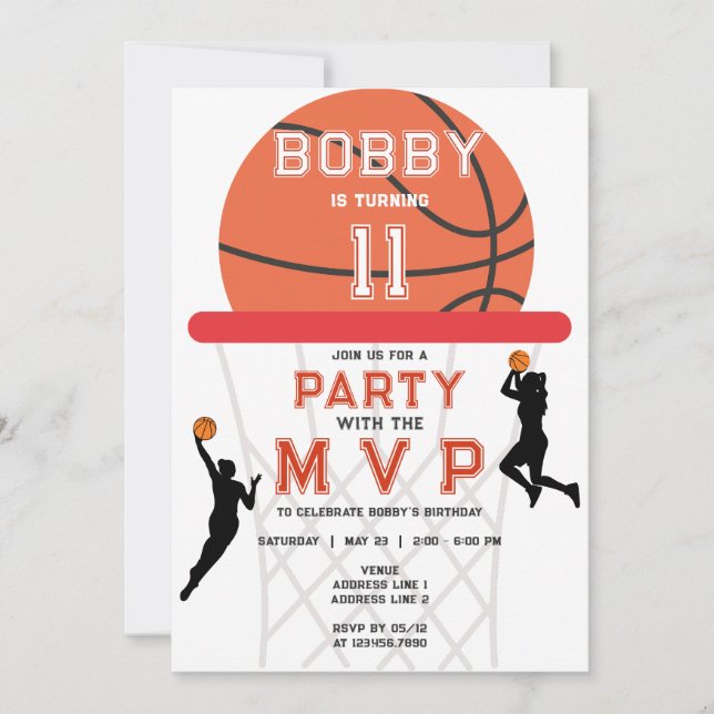 Basketball Sport Jumpman Theme Woman Girl Birthday Inbjudningar (Framsida)