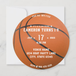 Basketball Sport Orange 1:a födelsedagen Party Inbjudningar
