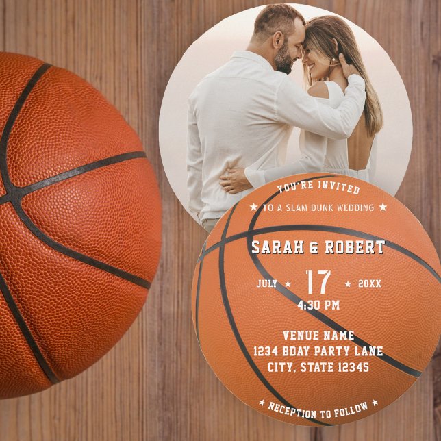 Basketball Sport Photo Orange Bröllop Inbjudningar (Basketball Sport Photo Orange Wedding Invitation)