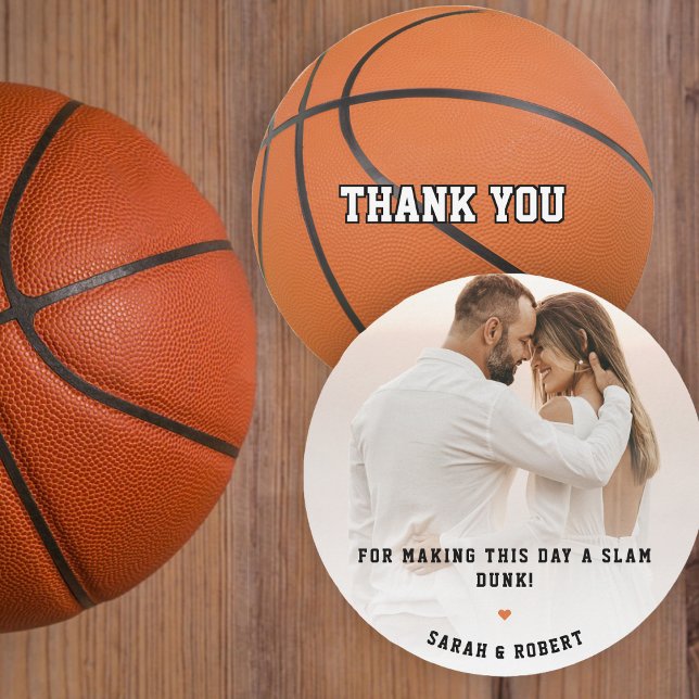 Basketball Sport Slam dunk Photo Bröllop Tack Kort (Basketball Sport Slam Dunk Photo Wedding Thank You Card)