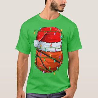 Basketball Sports Älskare Julafton Ljus Basketball T Shirt