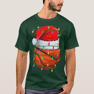 Basketball Sports Älskare Julafton Ljus Basketball T Shirt
