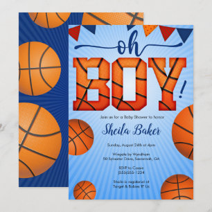 Basketball Sports Baby Shower-inbjudan - Oh Boy Inbjudningar