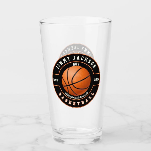 Basketball Sports Beer Pint Soda Glass Drinkware Glaskopp (Framsida)