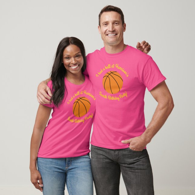 Basketball Sports Födelsedagsfest Rosa T Shirt (Unisex)