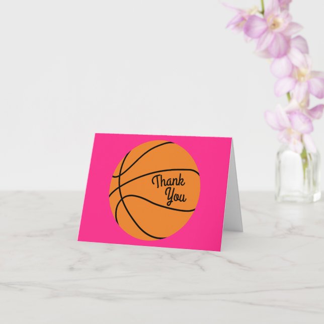 Basketball Sports Födelsedagsfest Rosa Tack Kort (Orkide)