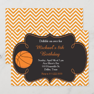 Basketball Sports Orange Birthday Inbjudningar