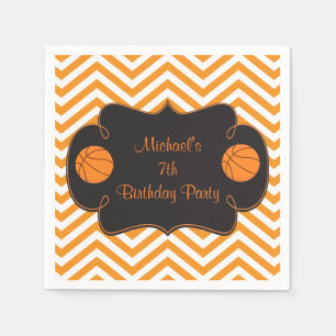 Basketball Sports Orange Birthday Pappersservett