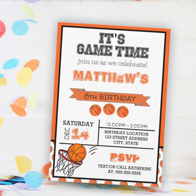 Basketball Sports Party-inbjudan Inbjudningar (Basketball Sports Party Invitation)