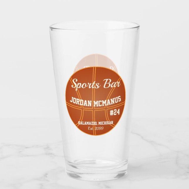 Basketball Sports Pub Beer Drinking Soda Pint Glaskopp (Framsida)